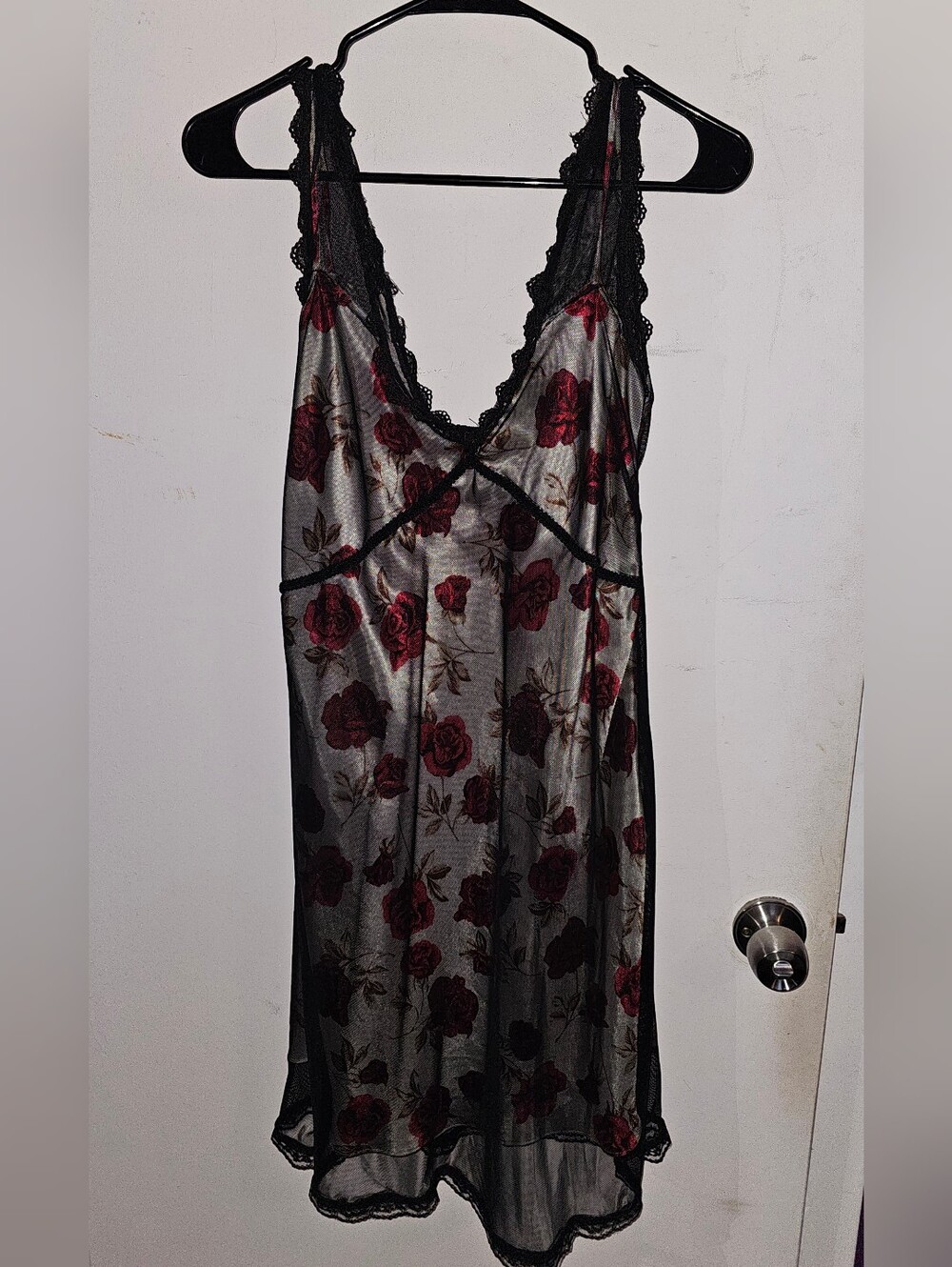 Practical Magic Sheer Rose-Print Lace-Trim Chemise